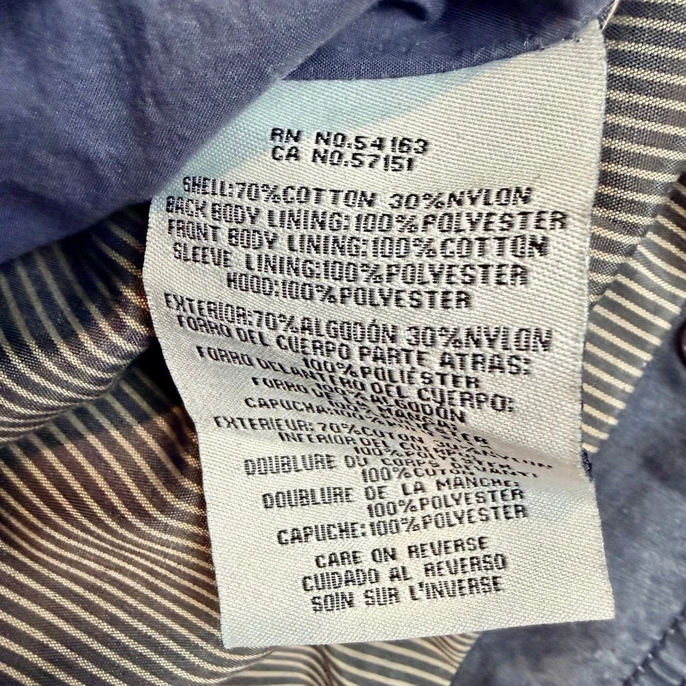 Levis Mens Field Jacket Blue Cotton Nylon Blend Full Zip Utility Coat Size M